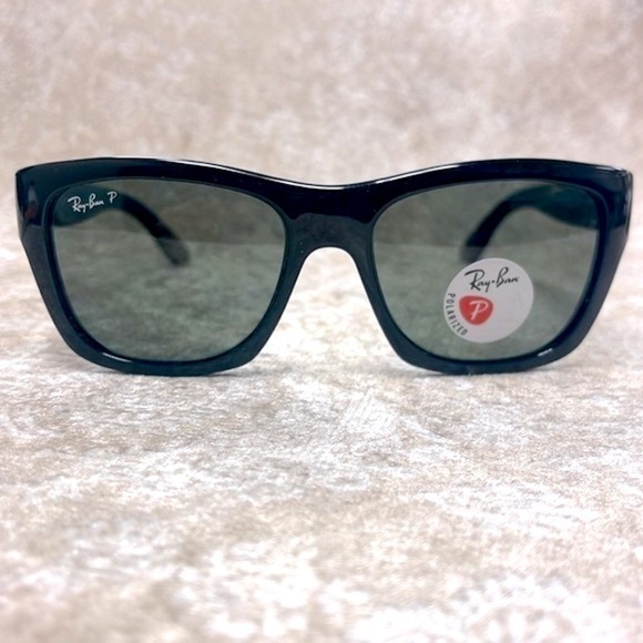 Ray-Ban Accessories - Brand New Ray-Ban Polarized Polished Black Frame Square Sunglasses Green Lens